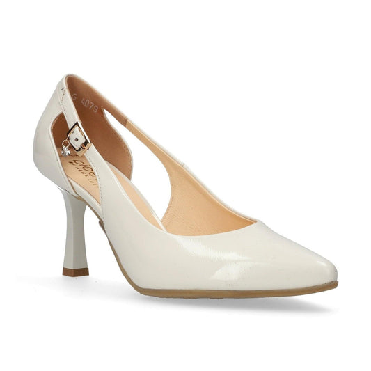 Bioeco Occasion Wear 4079 Light Beige PATENT open sided court shoe 4079-2639-1315