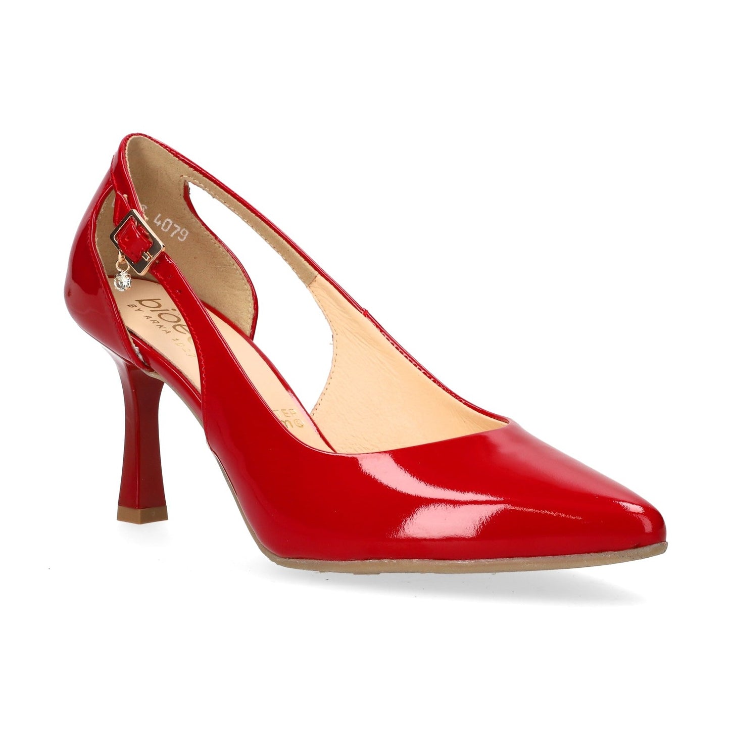 Bioeco 4079 RED PATENT open sided court shoe 4079-433