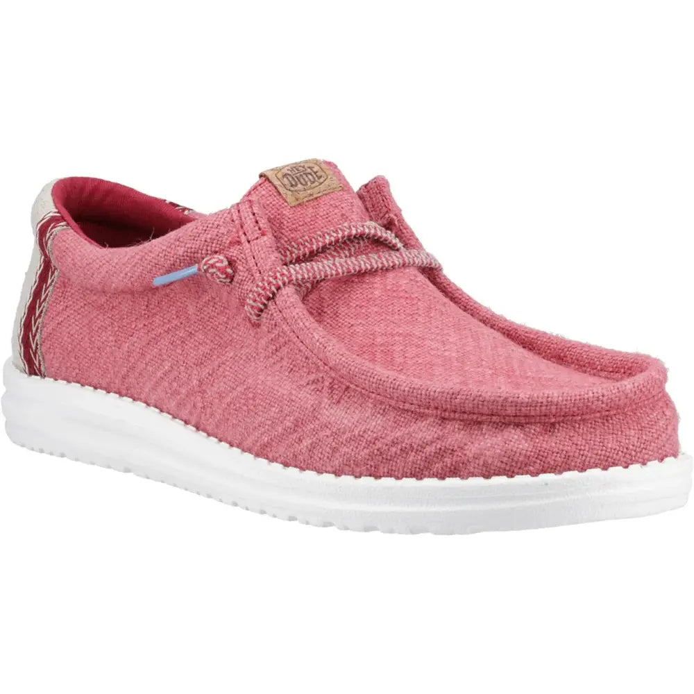 Hey Dude Wally Jute CLARET Slip On Lightweight Casual Shoe