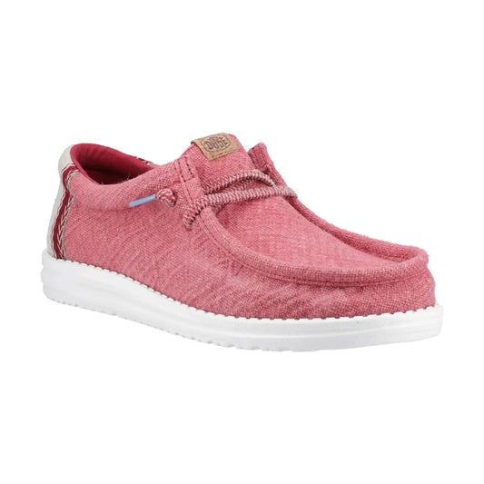 Hey Dude Wally Jute CLARET Slip On Lightweight Casual Shoe