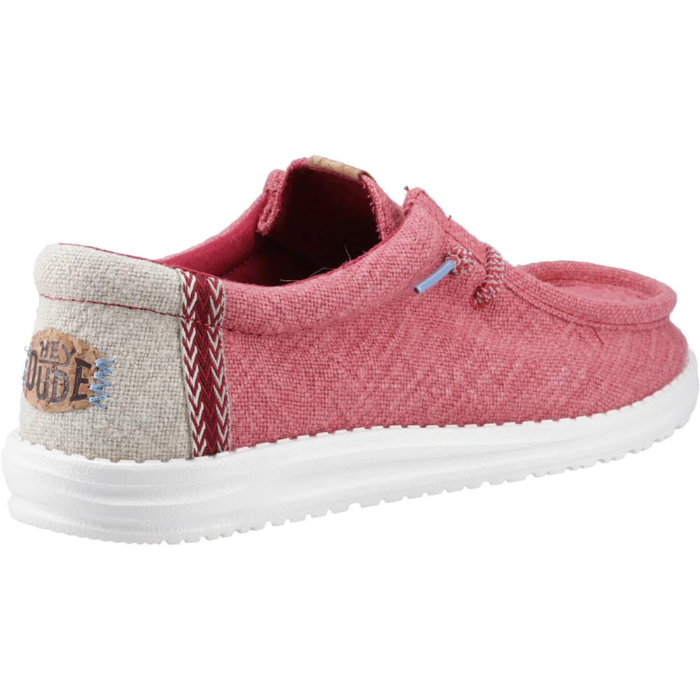 Hey Dude Wally Jute CLARET Slip On Lightweight Casual Shoe