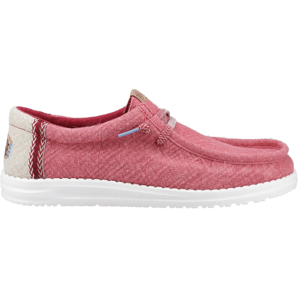 Hey Dude Wally Jute CLARET Slip On Lightweight Casual Shoe