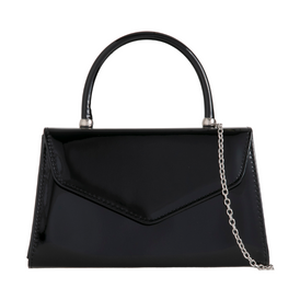 Koko 41088 BLACK Patent Handbag With Long Chain Strap 41088