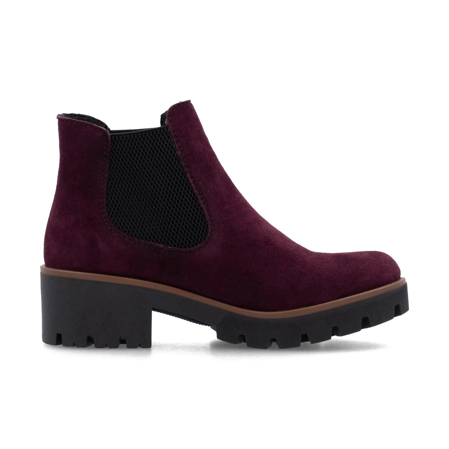 Rieker 79265 BURGUNDY Suede Leather Chelsea Ankle Boot 79265-30