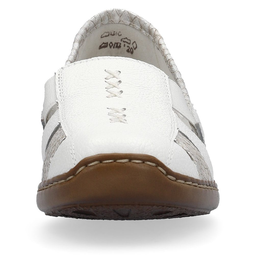 Rieker 41385 WHITE Leather Slip On Shoes 41385-80