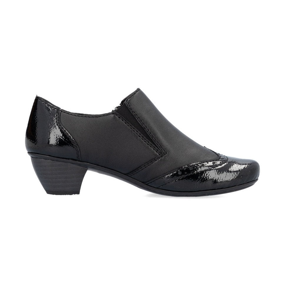 Rieker SHOE 41757 BLACK Ladies trouser shoe with zip BLACK 41757-00