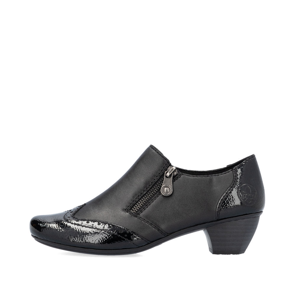 Rieker SHOE 41757 BLACK Ladies trouser shoe with zip BLACK 41757-00