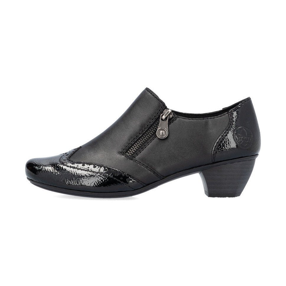Rieker SHOE 41757 BLACK Ladies trouser shoe with zip BLACK 41757-00