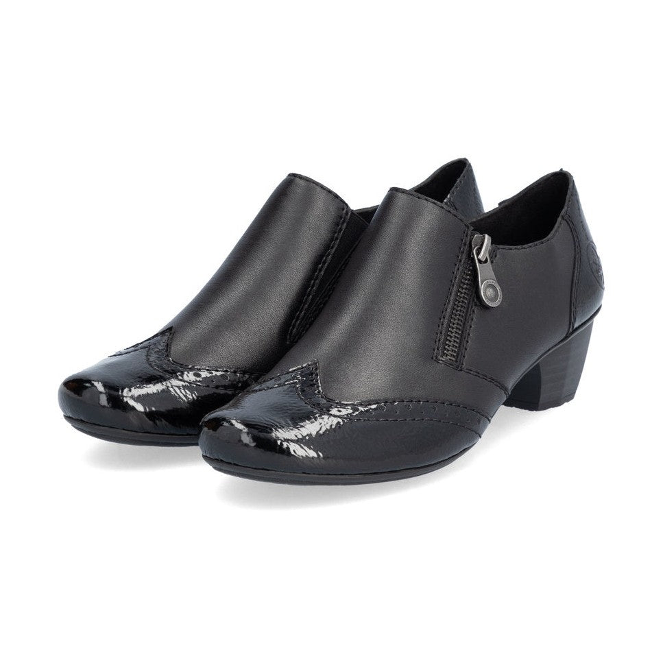 Rieker SHOE 41757 BLACK Ladies trouser shoe with zip BLACK 41757-00