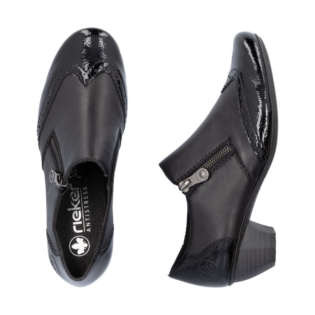 Rieker SHOE 41757 BLACK Ladies trouser shoe with zip BLACK 41757-00