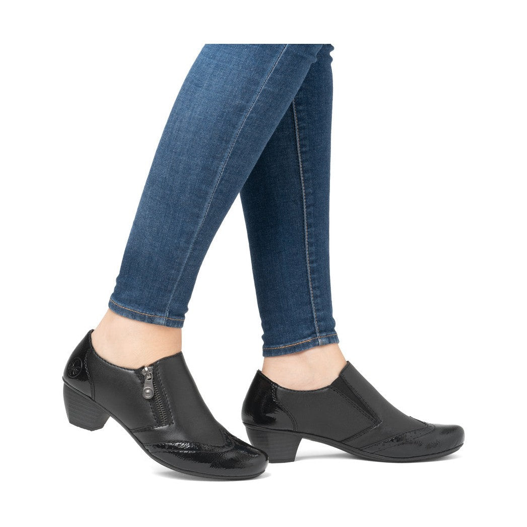 Rieker SHOE 41757 BLACK Ladies trouser shoe with zip BLACK 41757-00