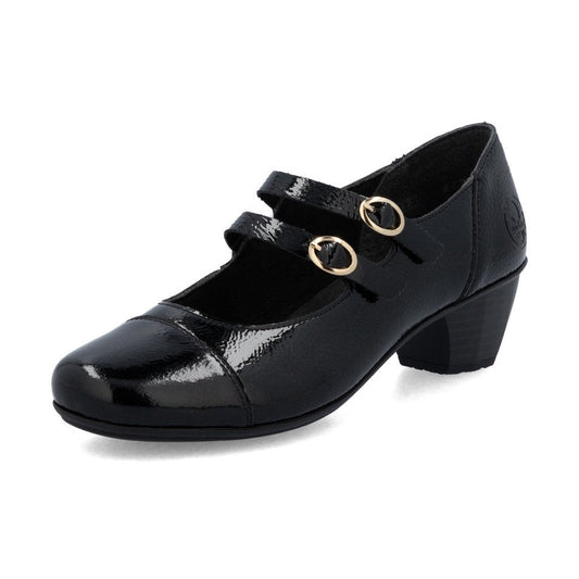 Rieker Classic Patent Leather Bar Shoe 41758-00 BLACK