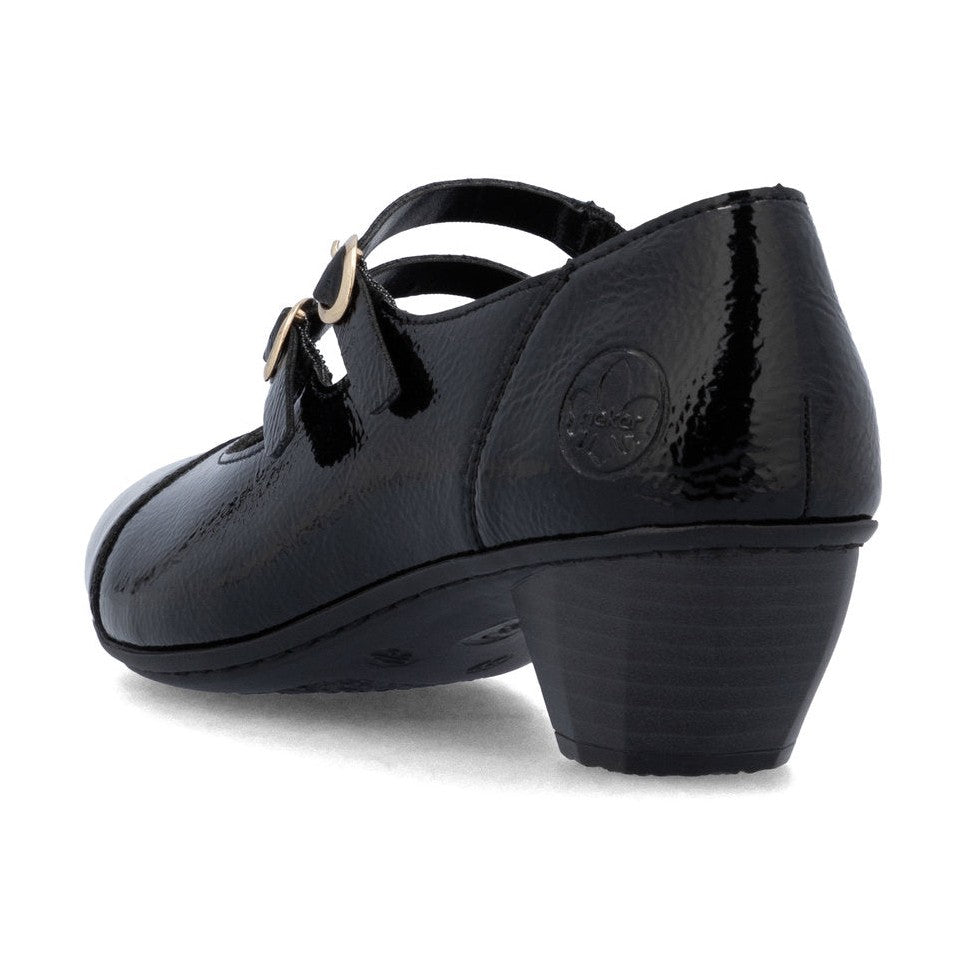 Rieker Classic Patent Leather Bar Shoe 41758-00 BLACK