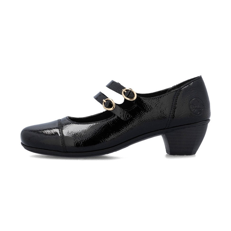 Rieker Classic Patent Leather Bar Shoe 41758-00 BLACK