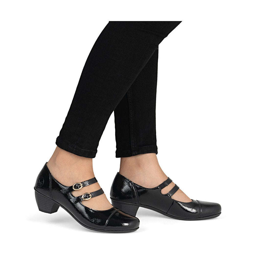 Rieker Classic Patent Leather Bar Shoe 41758-00 BLACK