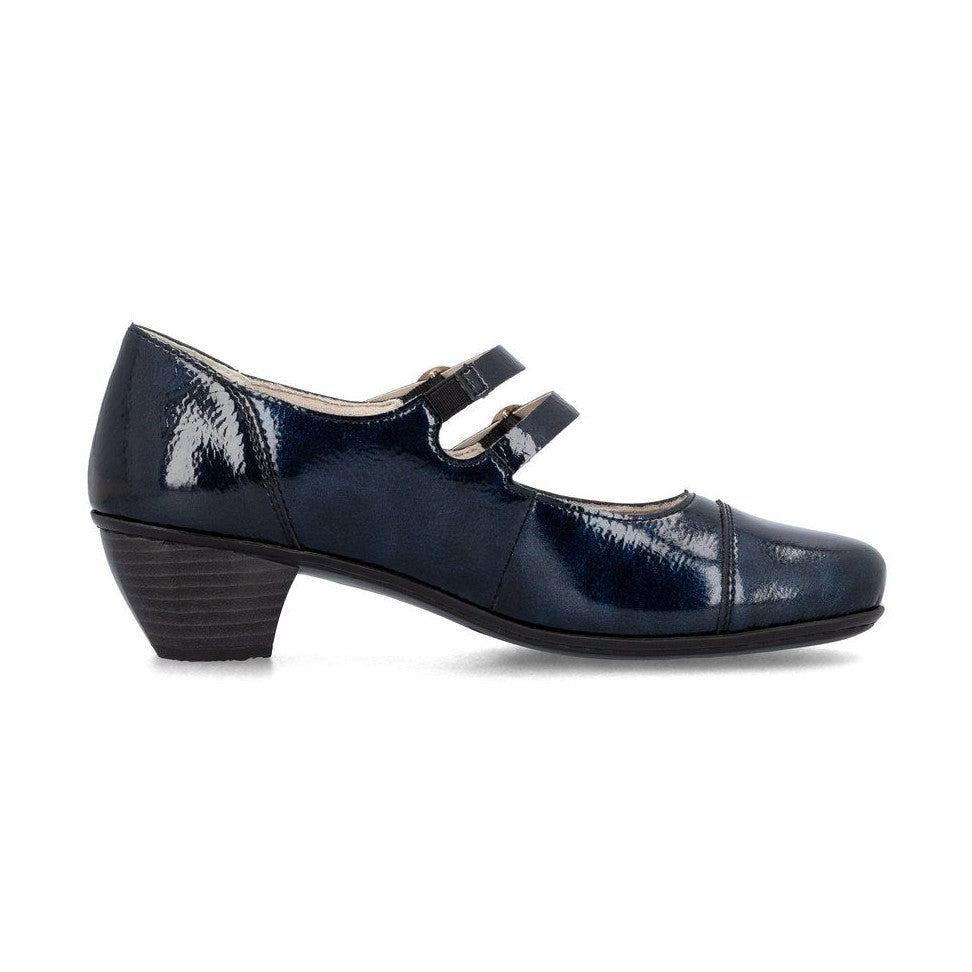Rieker Classic Patent Leather Bar Shoe 41758-14 NAVY