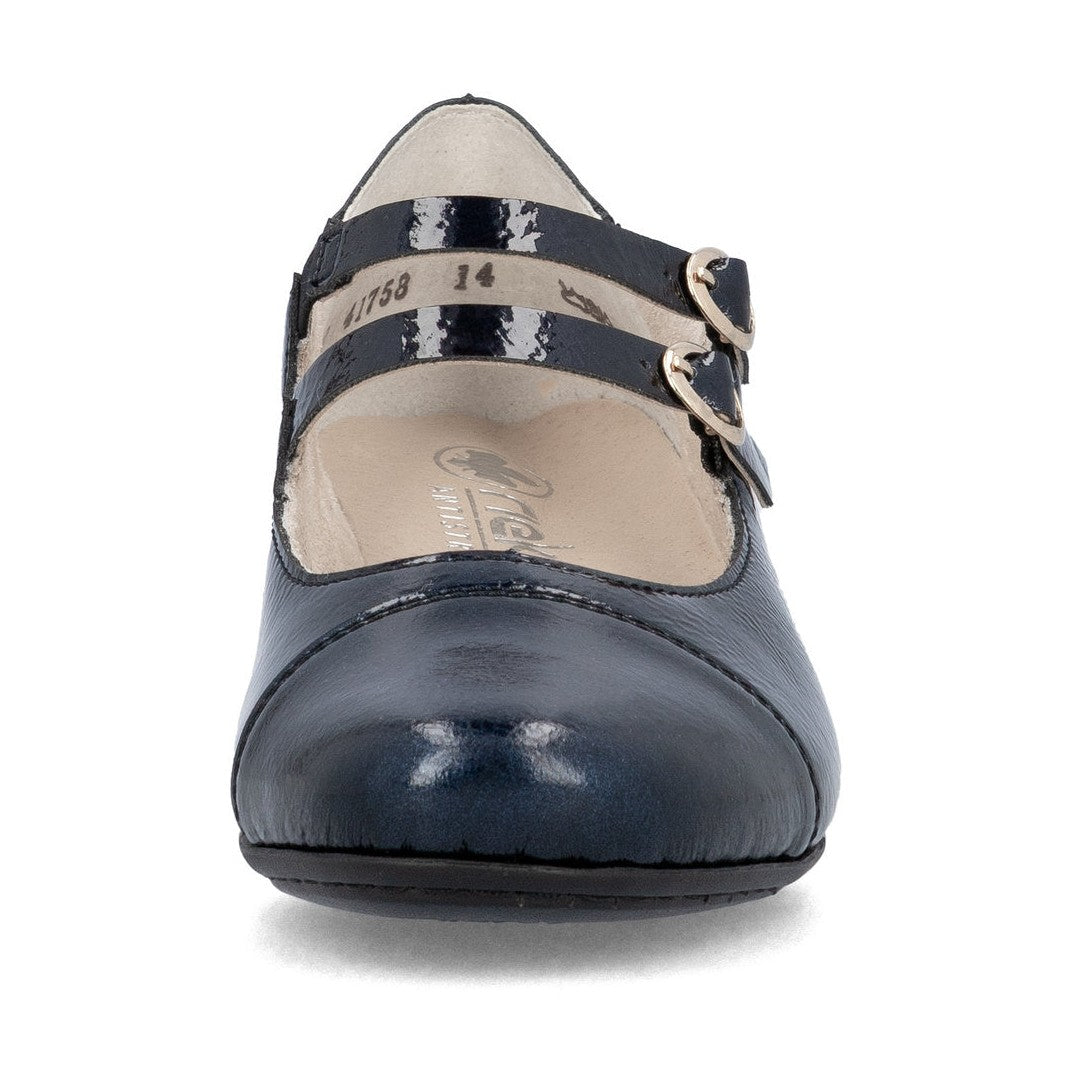 Rieker Classic Patent Leather Bar Shoe 41758-14 NAVY