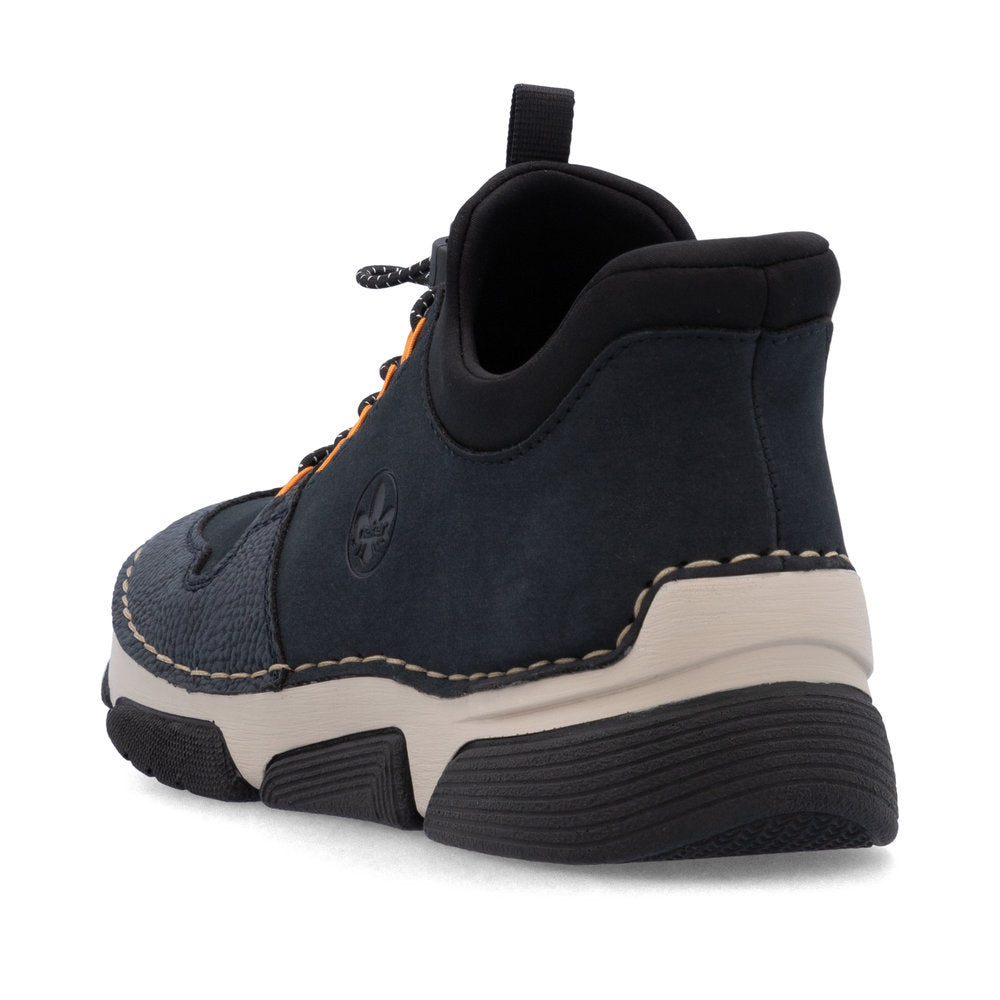 Rieker Casual Ankle Boot With Step In Back And Elastic Laces 45963-14 OCEAN Blue