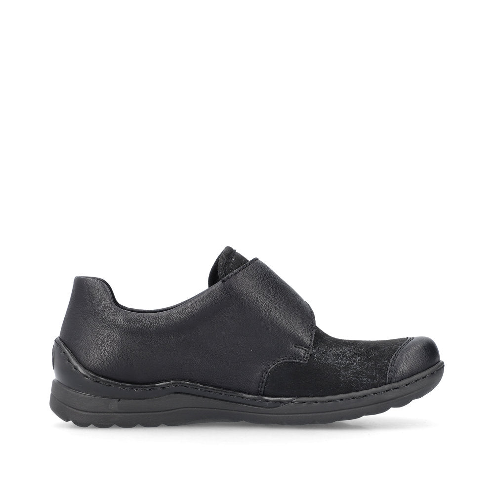 Rieker Extra Wide Casual Shoe with velcro strap 48954-00 BLACK