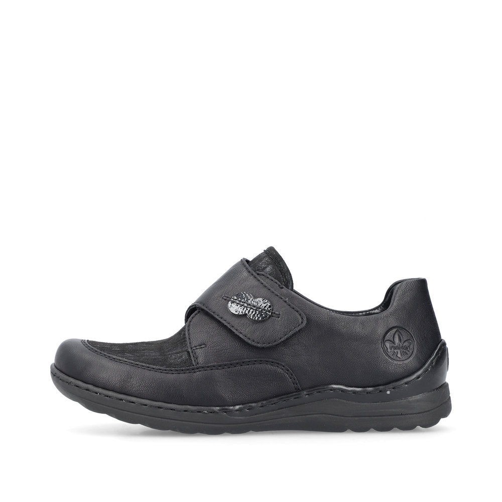 Rieker Extra Wide Casual Shoe with velcro strap 48954-00 BLACK
