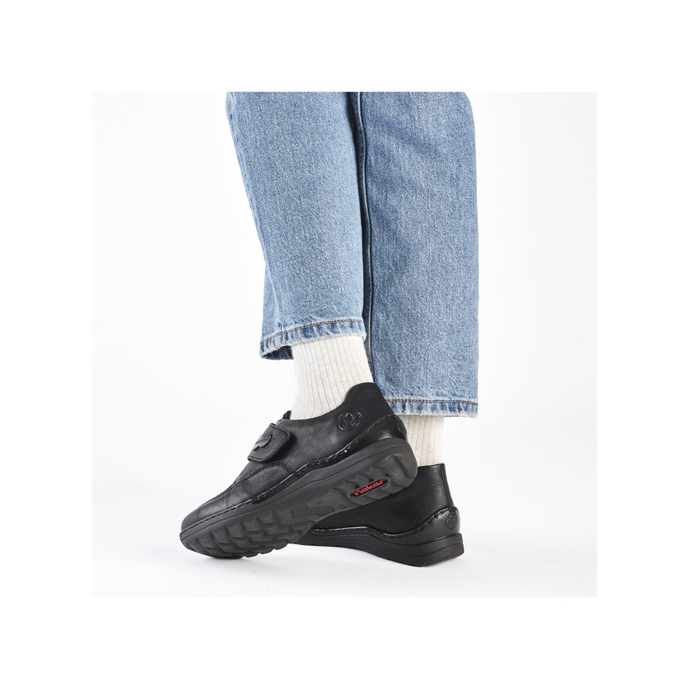 Rieker Extra Wide Casual Shoe with velcro strap 48954-00 BLACK