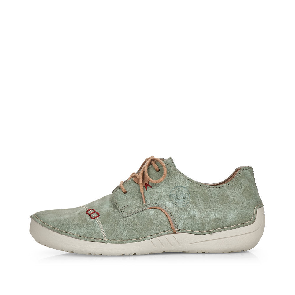 Rieker Shoe- Casual Flat Shoe GREEN 52528-52