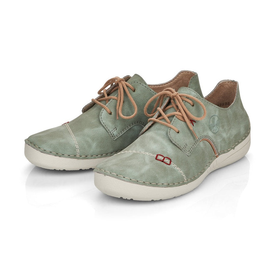 Rieker Shoe- Casual Flat Shoe GREEN 52528-52