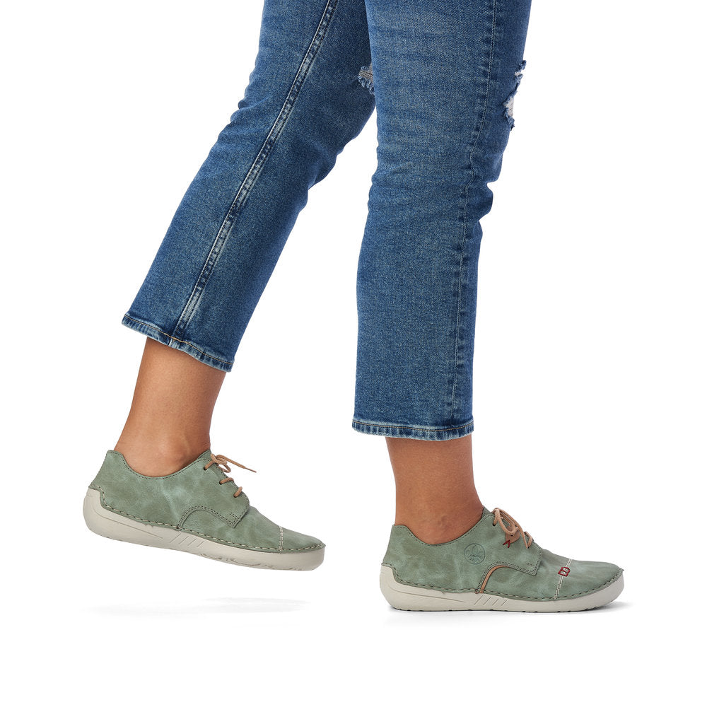 Rieker Shoe- Casual Flat Shoe GREEN 52528-52