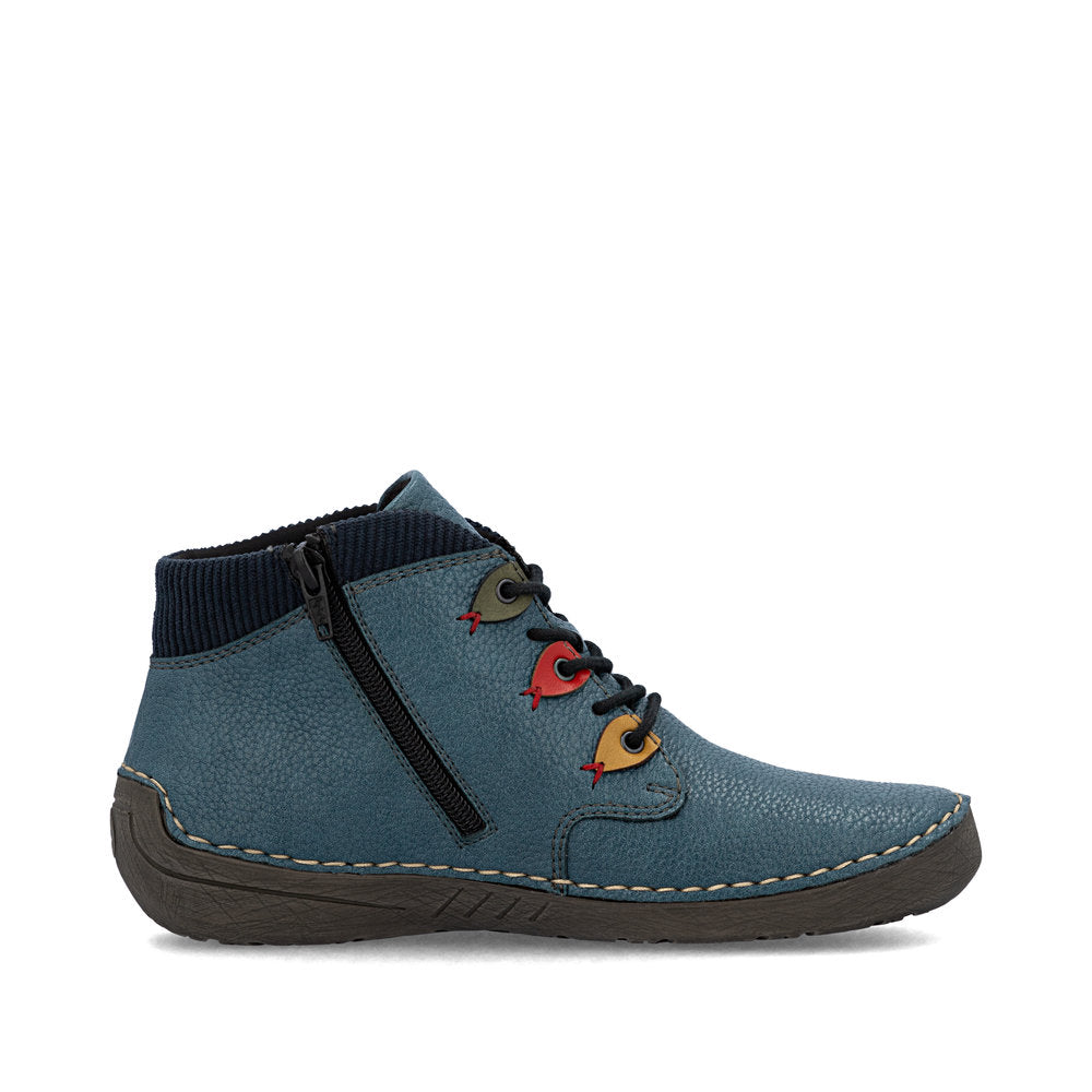 Rieker Casual Ankle Boot With Lace and Zip 52544-14 BLUE