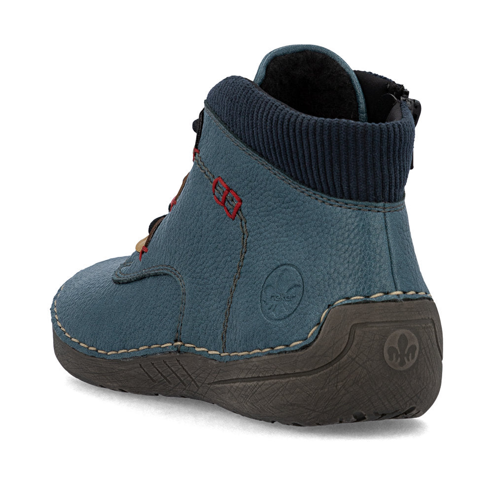 Rieker Casual Ankle Boot With Lace and Zip 52544-14 BLUE