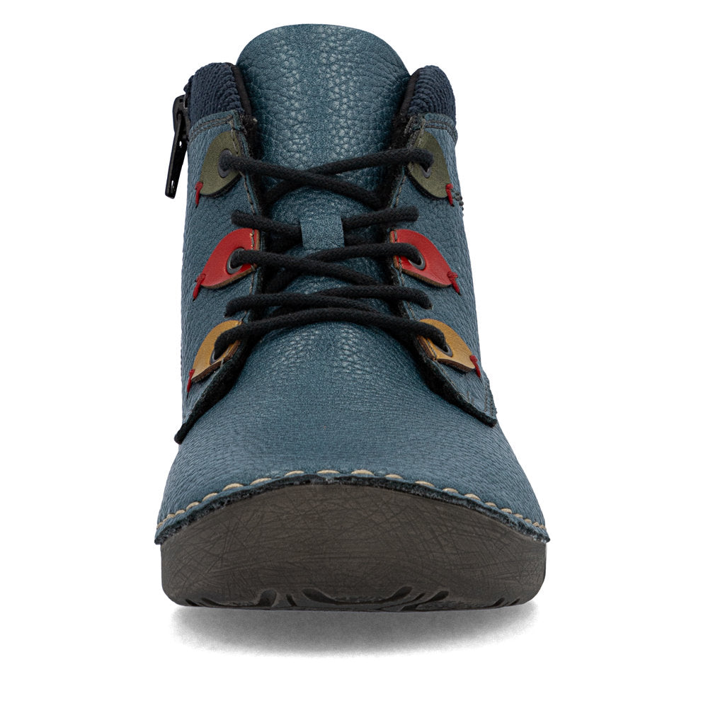 Rieker Casual Ankle Boot With Lace and Zip 52544-14 BLUE