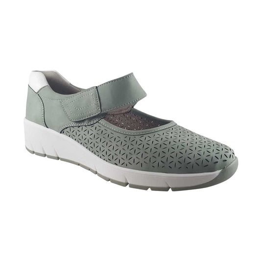 Jana 24664-42 Touch fastening Bar Shoe With Wedge Heel SAGE