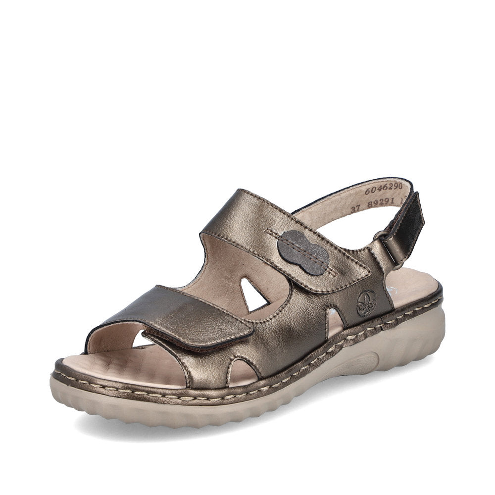 Rieker 60462 BRONZE Metalic Touch Fastening Wide Fit Sandal 60462-90