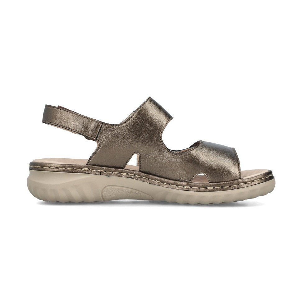 Rieker 60462 BRONZE Metalic Touch Fastening Wide Fit Sandal 60462-90