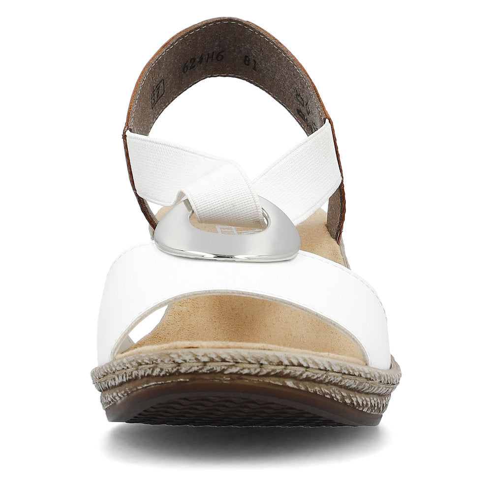 Rieker women smart Wedged sandal 624H6-81 WHITE/BROWN