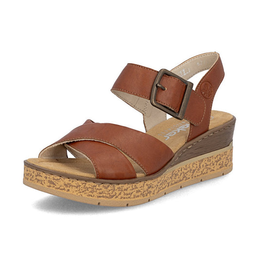 Rieker Wedge Sandal 63795-22 BRANDY