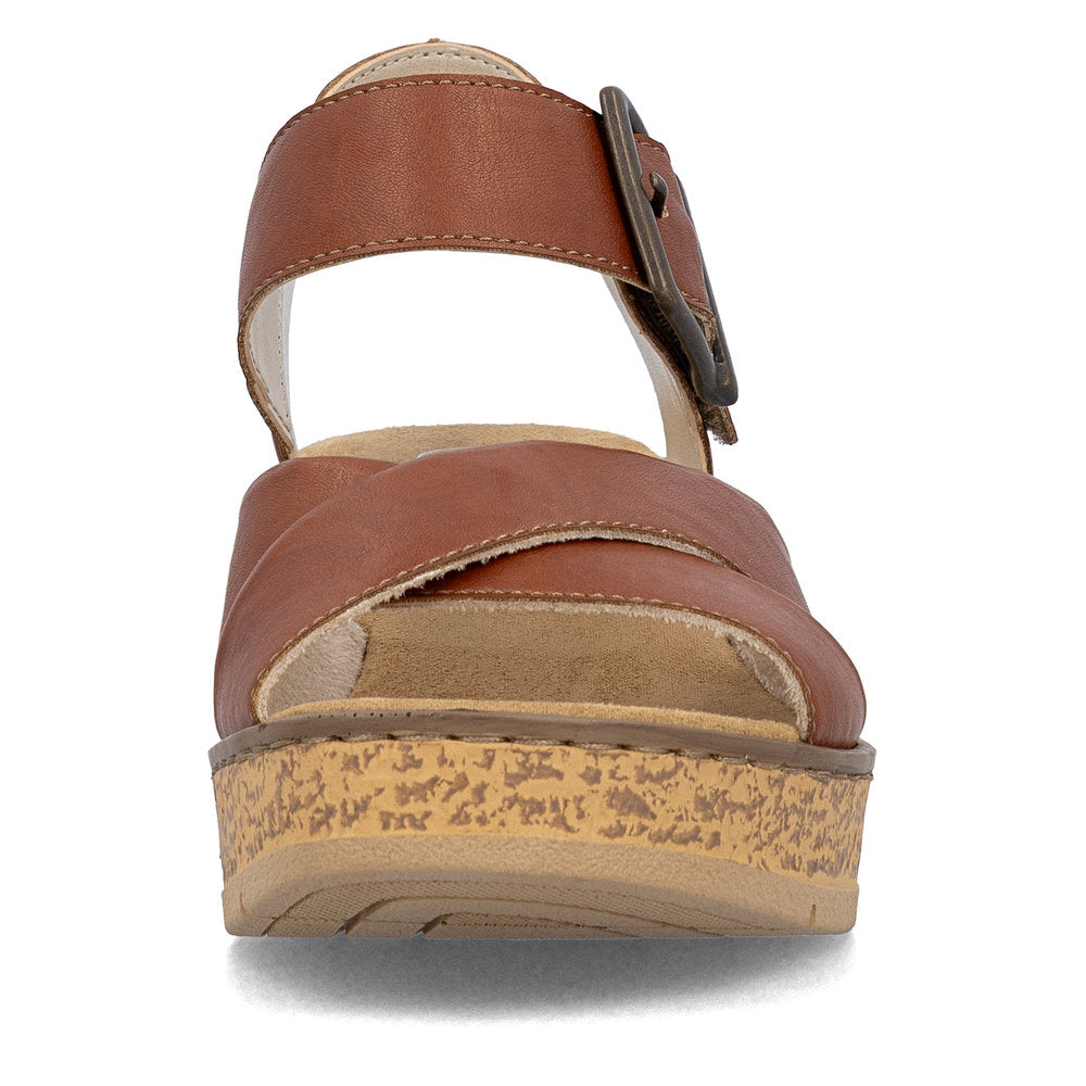 Rieker Wedge Sandal 63795-22 BRANDY