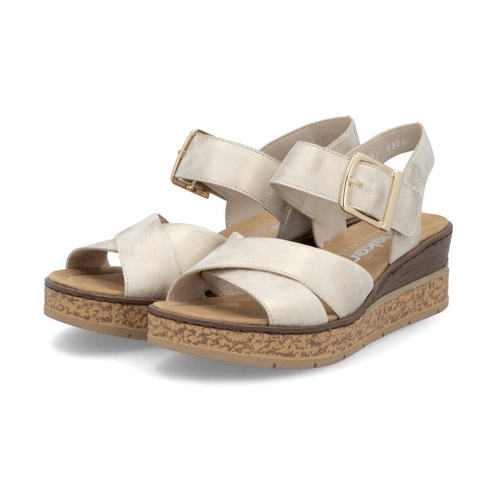 Rieker Wedge Sandal 63795 BEIGE 63795-60