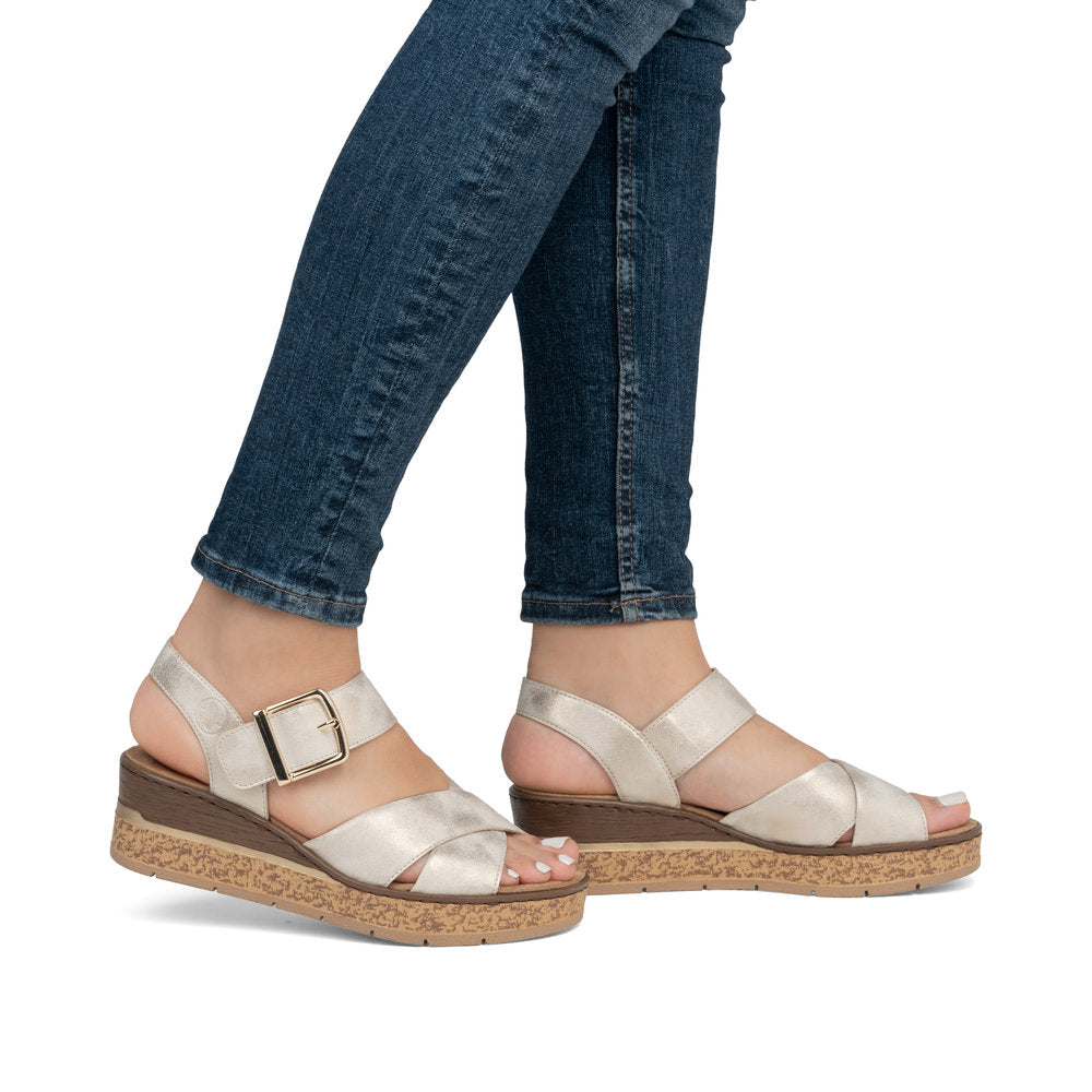 Rieker Wedge Sandal 63795 BEIGE 63795-60