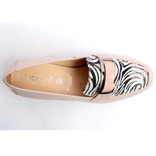 Bioeco 6427 PINK Leather /Print Low Heel Wide Fit Slip On Shoe 6427-2064