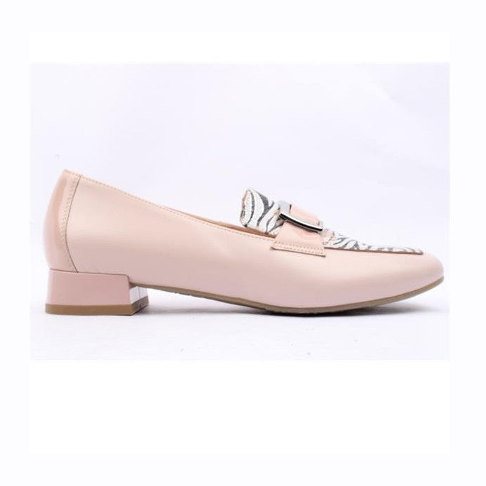 Bioeco 6427 PINK Leather /Print Low Heel Wide Fit Slip On Shoe 6427-2064