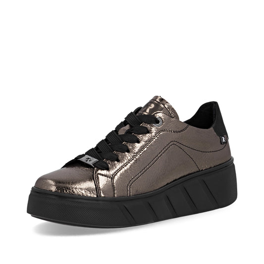 Rieker W2601 PEWTER Leather Low Top Sneakers W2601-91