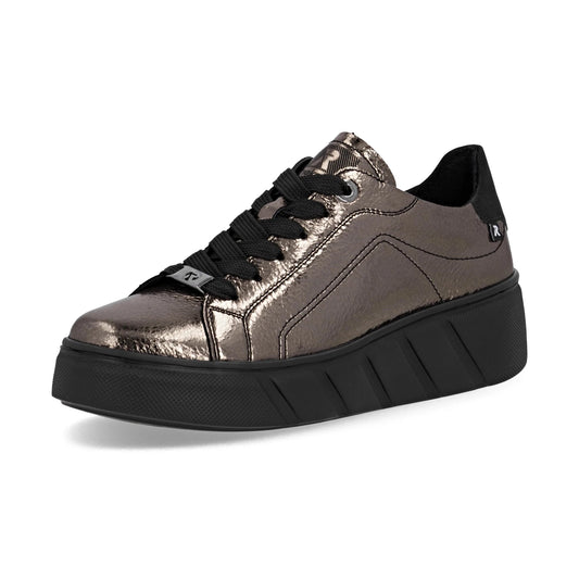 Rieker W2601 PEWTER Leather Low Top Sneakers W2601-91