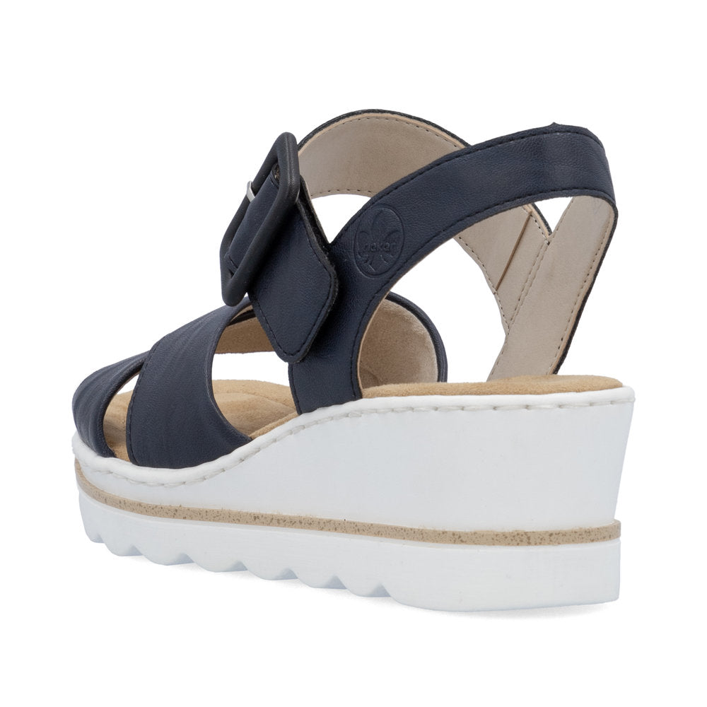 Rieker 67463 NAVY Touch Fastening Wedge Sandal 67463-14