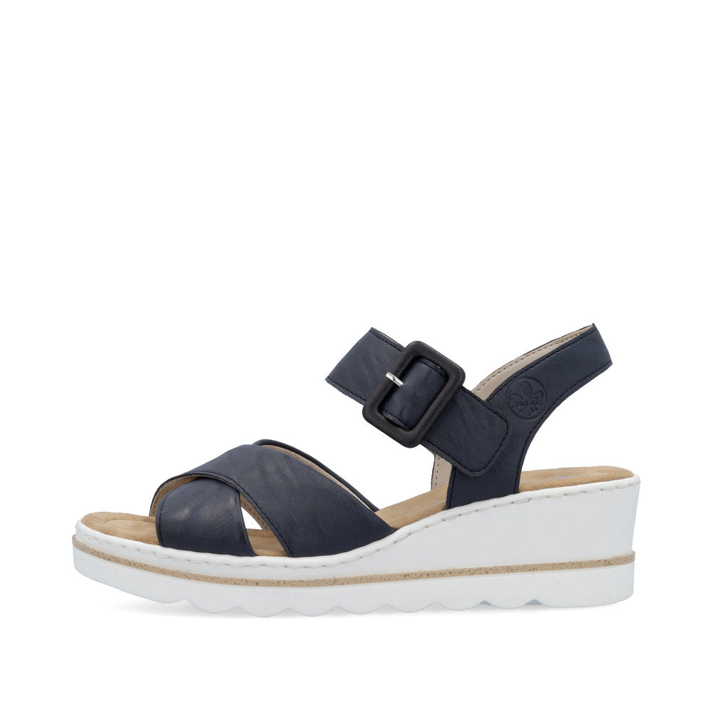 Rieker 67463 NAVY Touch Fastening Wedge Sandal 67463-14