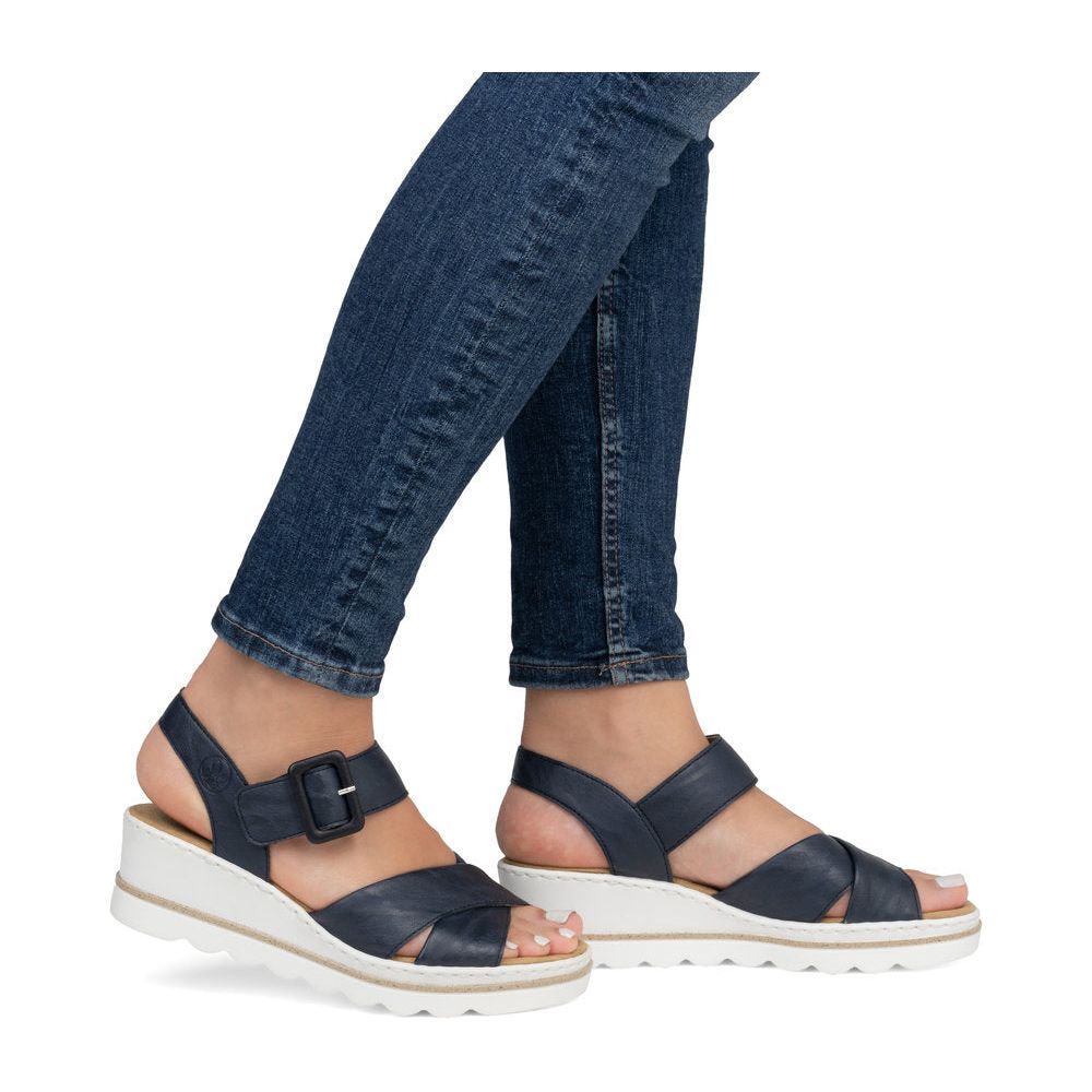 Rieker 67463 NAVY Touch Fastening Wedge Sandal 67463-14