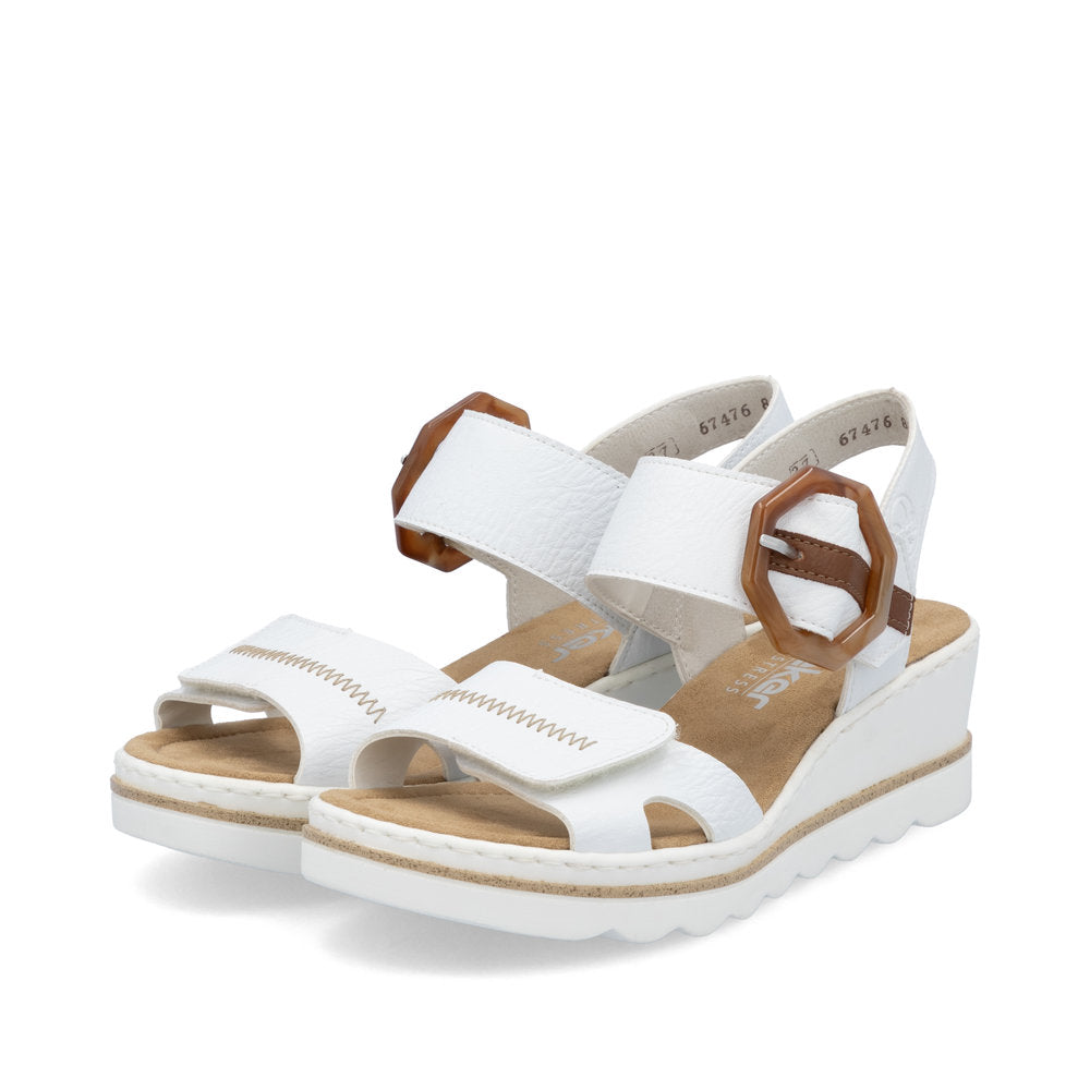 Rieker Wedge Sandal 67476-83 WHITE