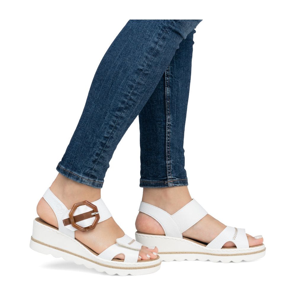Rieker Wedge Sandal 67476-83 WHITE