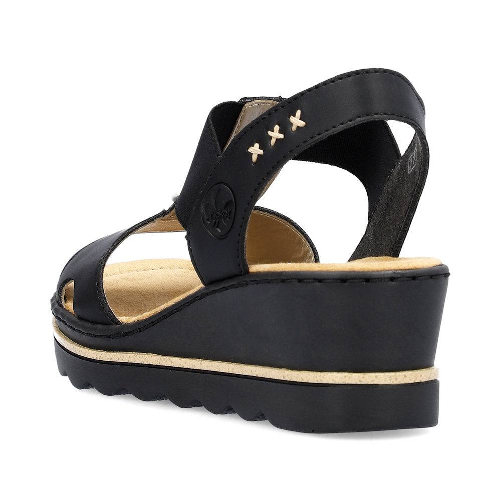 Rieker Wedge Sandal 67498-00 BLACK
