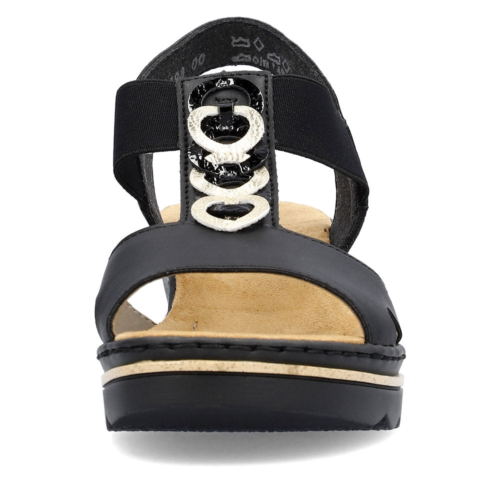 Rieker Wedge Sandal 67498-00 BLACK